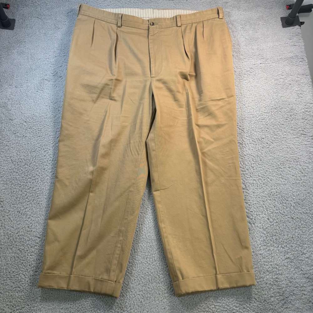 Bills Khakis M1P Mens 46 Pleated Front Cotton Chino Pants Khaki Tan Made in USA